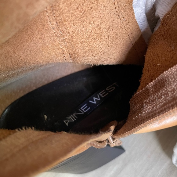 SOLD-Vintage Y2K chunky platform square toe Nine West camel leather boots - Picture 13 of 16